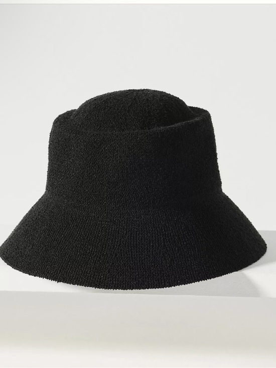 Anthropologie Nubby Bucket Hat Black One Size NWT Textured Minimalist Coastal